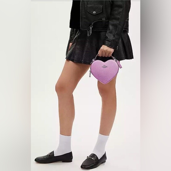 Coach Heart Crossbody In Metallic Lilac - Picture 7 of 7